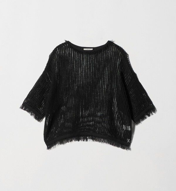 UNITED ARROWS green label relaxing「フリンジ ニット プルオーバー」|ニット・セーター|BLACK