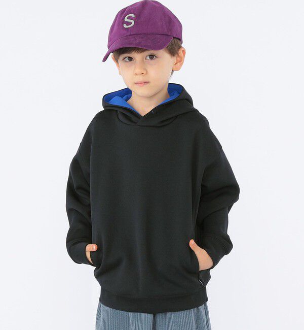 SHIPS KIDS「SHIPS KIDS:100～130cm /〈多機能〉ダブル ニット フード パーカー」|パーカー|ブラック