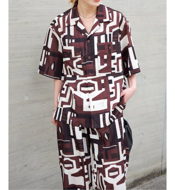 OUTDOOR PRODUCTS Usual Things「RAGモチーフプリントオープンカラーシャツ　セットアップ対応」|シャツ・ブラウス|