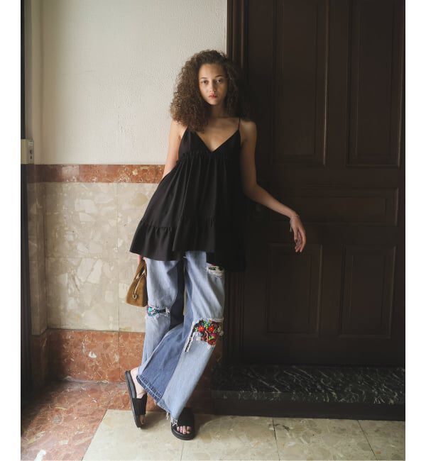 「SATIN RUFFLE MINI DRESS：ワンピース」|ワンピース|