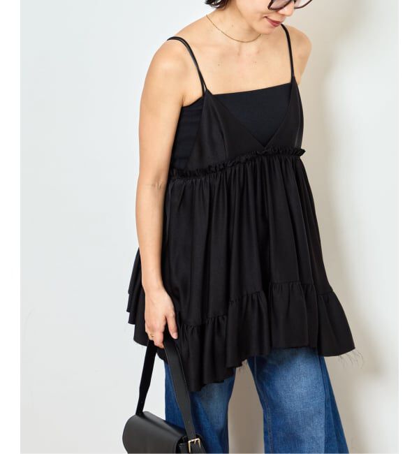  「SATIN RUFFLE MINI DRESS：ワンピース」|ワンピース|