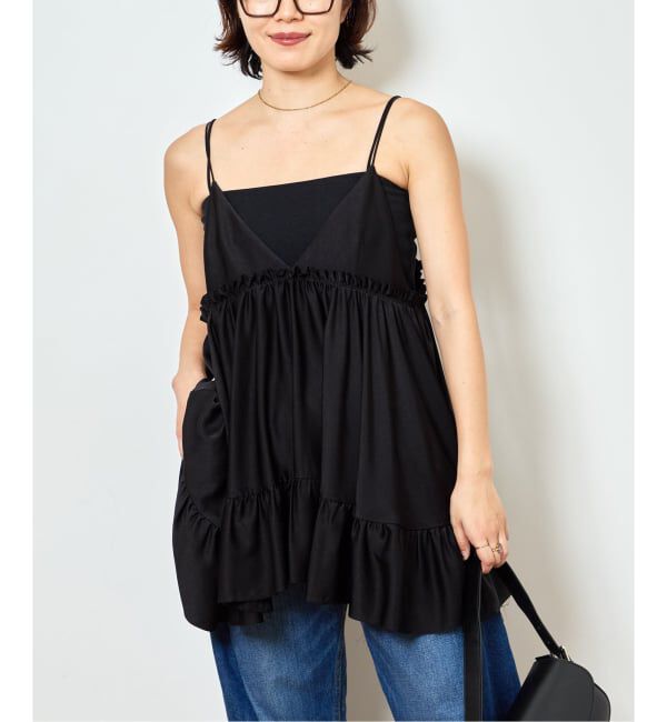  「SATIN RUFFLE MINI DRESS：ワンピース」|ワンピース|