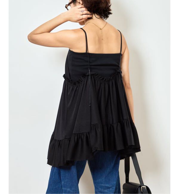  「SATIN RUFFLE MINI DRESS：ワンピース」|ワンピース|