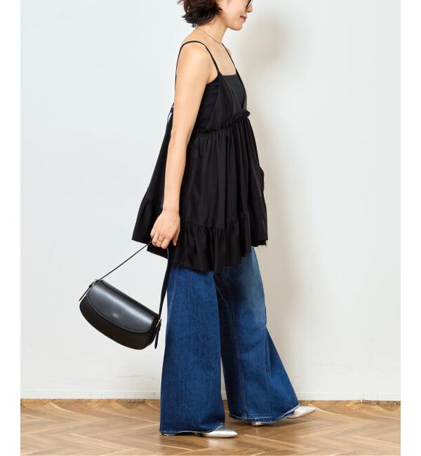  「SATIN RUFFLE MINI DRESS：ワンピース」|ワンピース|