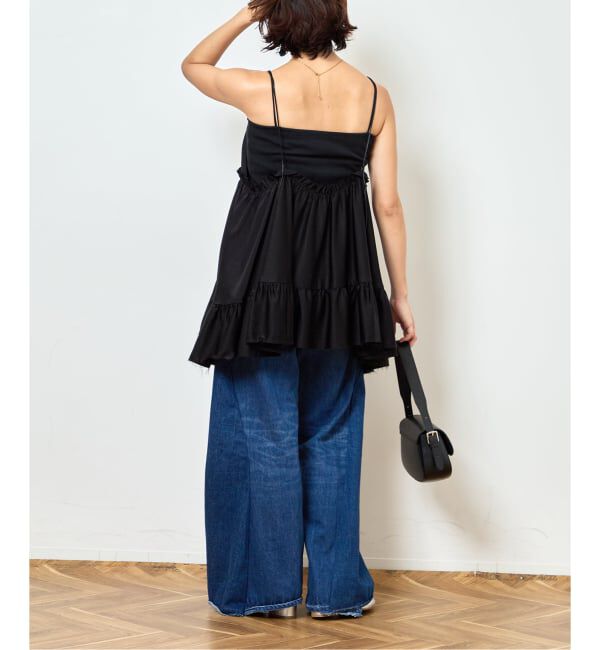  「SATIN RUFFLE MINI DRESS：ワンピース」|ワンピース|