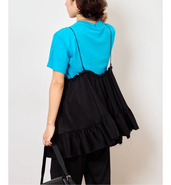  「SATIN RUFFLE MINI DRESS：ワンピース」|ワンピース|