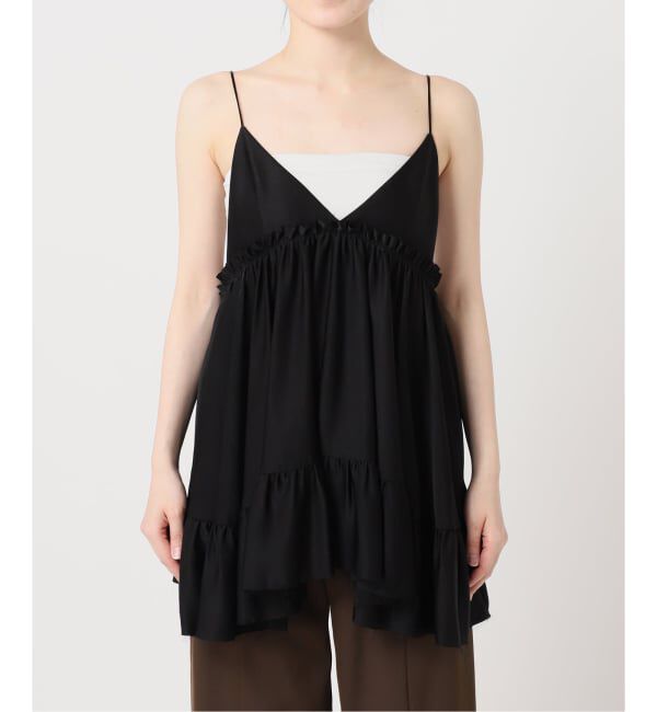  「SATIN RUFFLE MINI DRESS：ワンピース」|ワンピース|