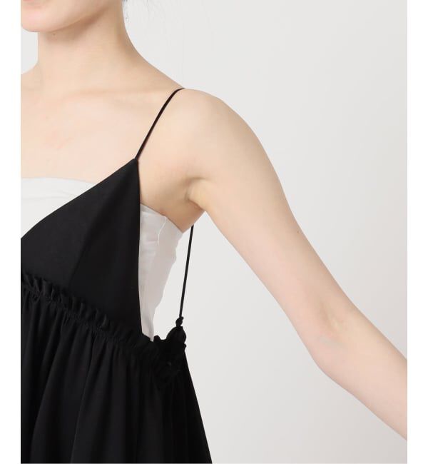  「SATIN RUFFLE MINI DRESS：ワンピース」|ワンピース|