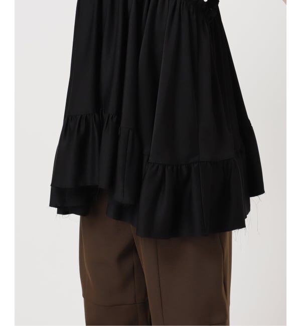  「SATIN RUFFLE MINI DRESS：ワンピース」|ワンピース|