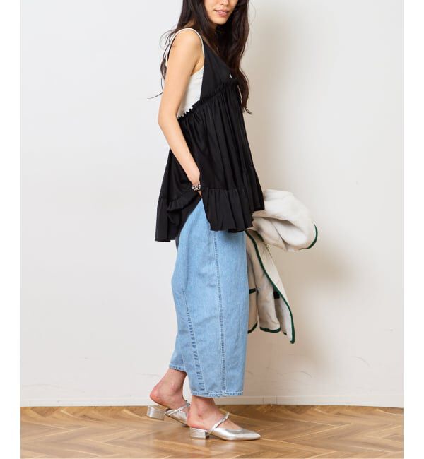  「SATIN RUFFLE MINI DRESS：ワンピース」|ワンピース|
