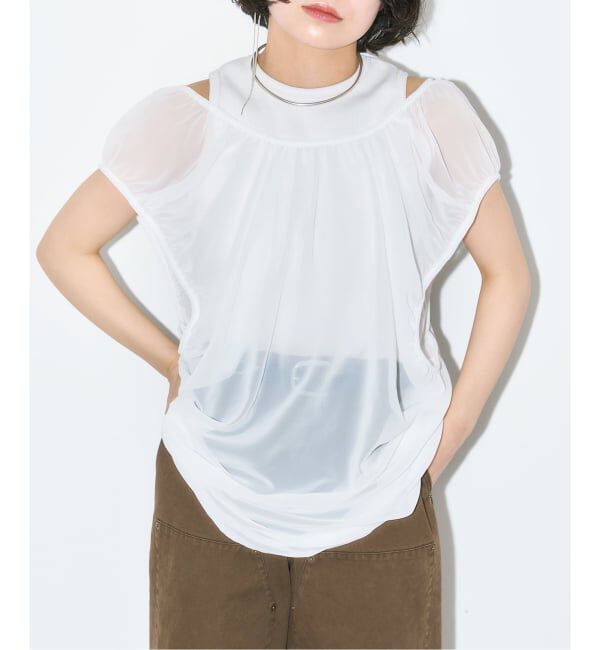  「《予約》GATHERED CHIFFON TANK：ブラウス」|シャツ・ブラウス|