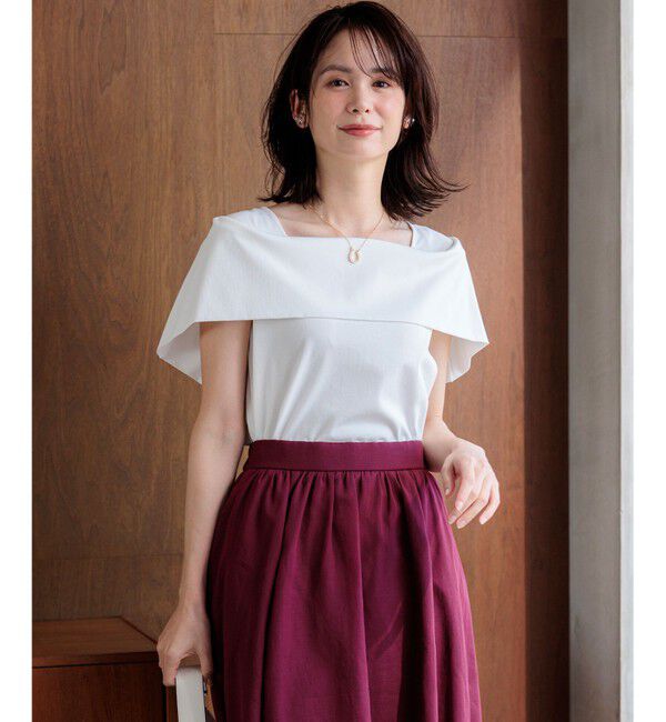 組曲「GIZAコットンオフショルダー カットソー」|Tシャツ・カットソー|アイボリー系