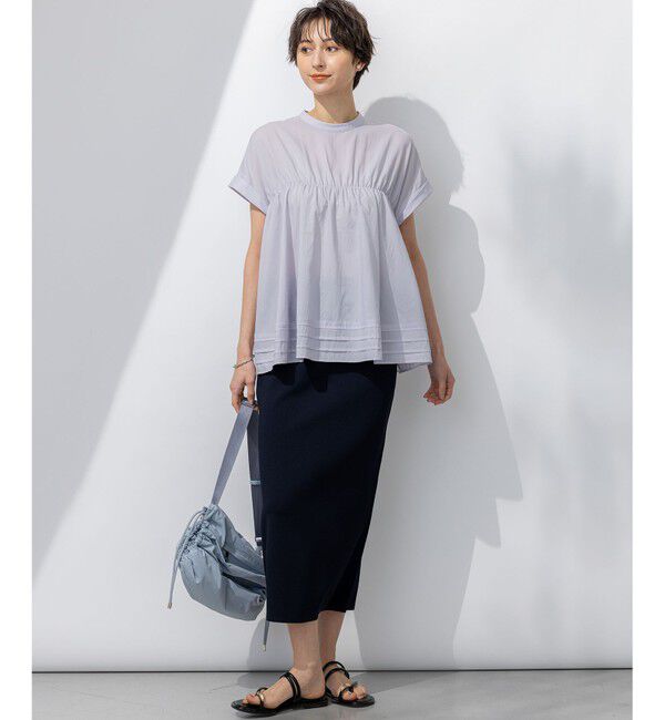 23区「【撥水加工/洗える】シアーナイロンツイル ギャザー ブラウス」|シャツ・ブラウス|