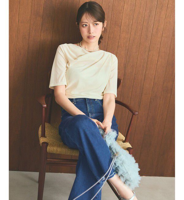 any SiS「【洗える】シアーベロアドレープ Tシャツ」|Tシャツ・カットソー|
