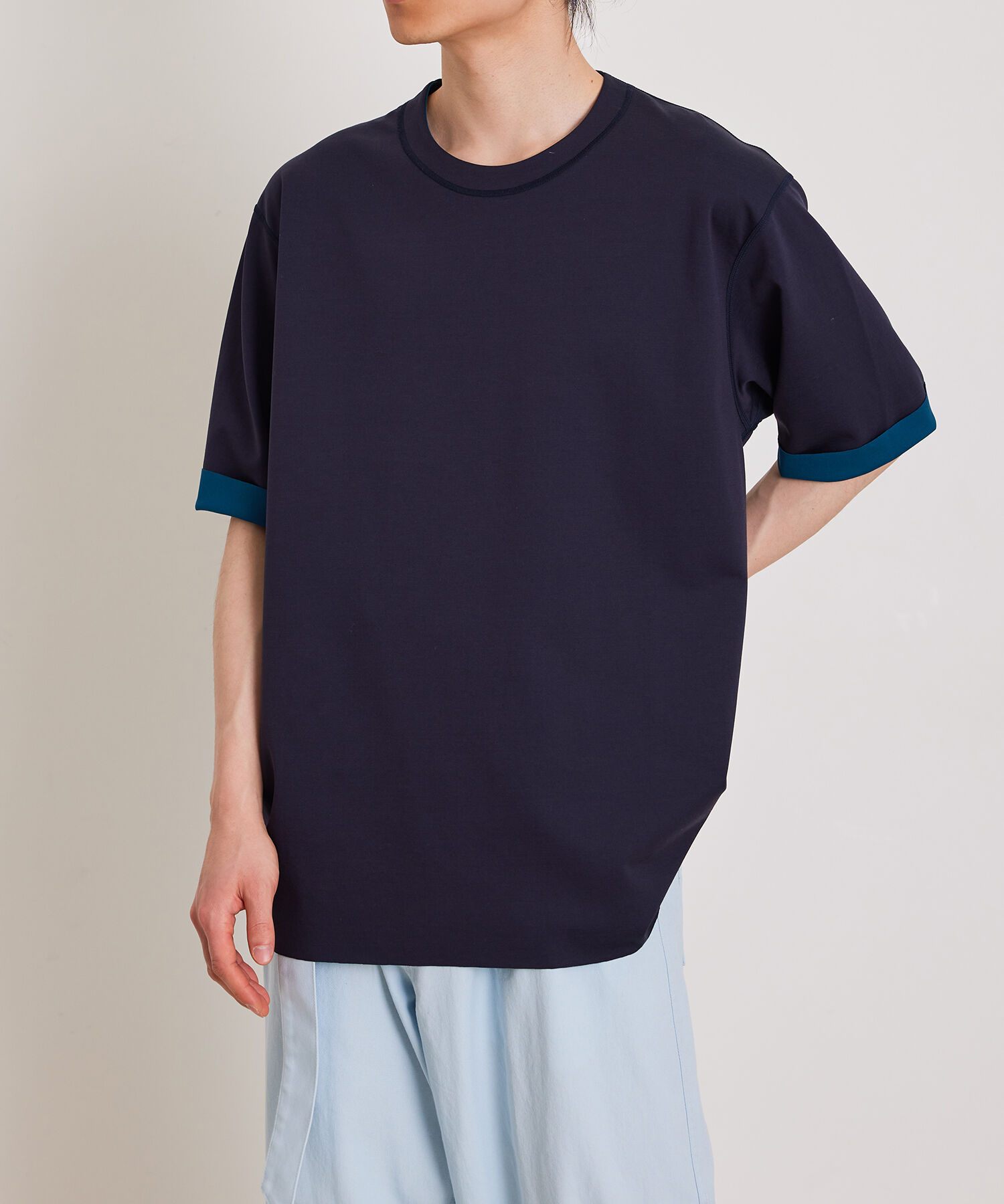 ADAM ET ROPE'「ハイゲージ シャンブレー リバーシブル Tシャツ」|Tシャツ・カットソー|ネイビー(40)