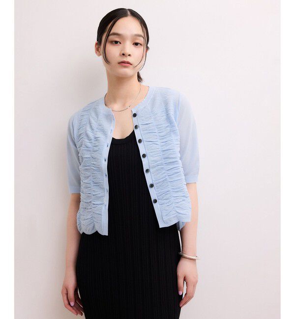 ADAM ET ROPE'「【WEB限定】シアーシャーリングカーディガン」|カーディガン|サックス(48)
