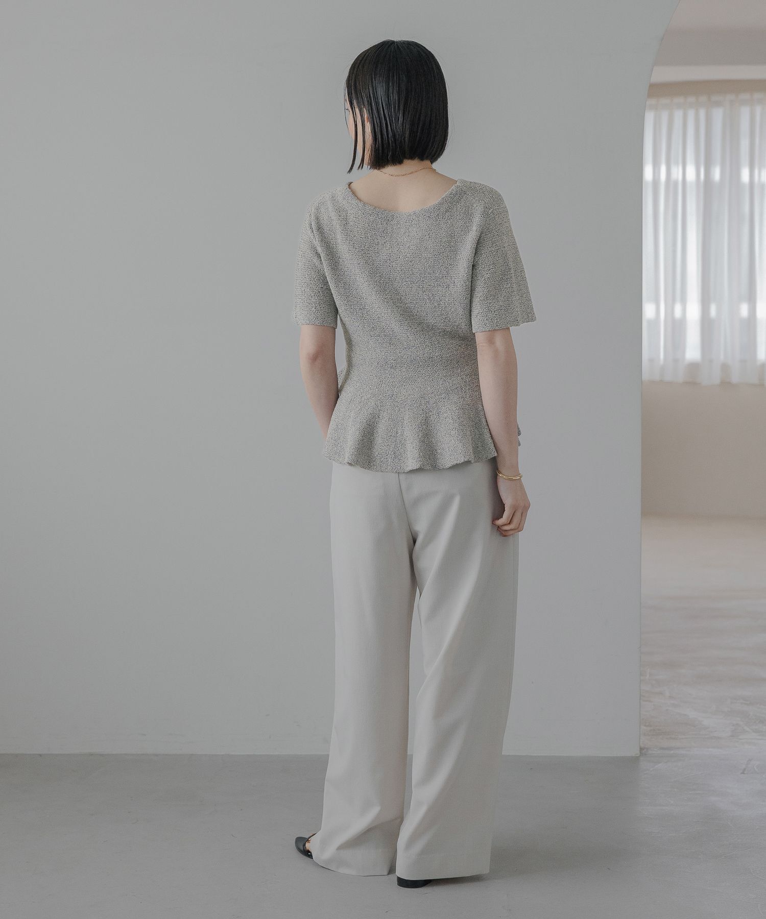 A part by 「【即完売シリーズ】ブークレペプラムカーディガン_5分袖」|ニット・セーター|