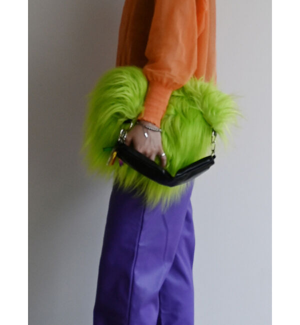 ABAHOUSE「【cheek/チーク】monster one shoulder/ファーバッグ/シ」|ショルダー・メッセンジャー|イエロー