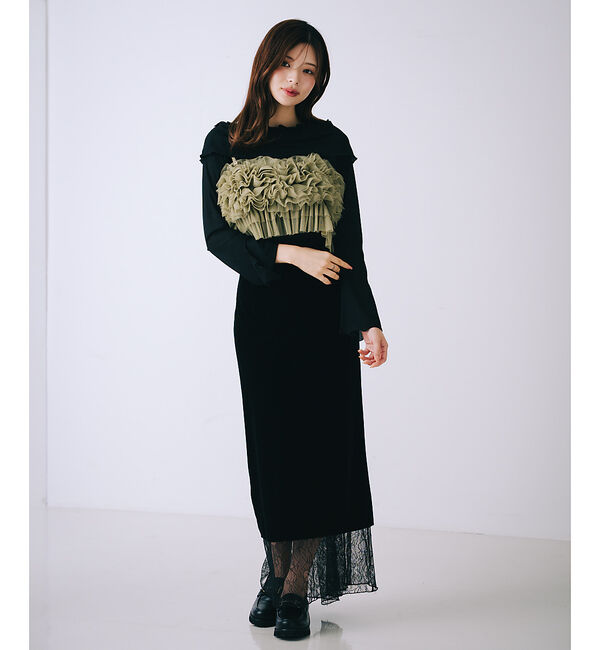 SELFIST「【2点セット】フリルオフショルカットソー&times;フリルビスチェ」|Tシャツ・カットソー|