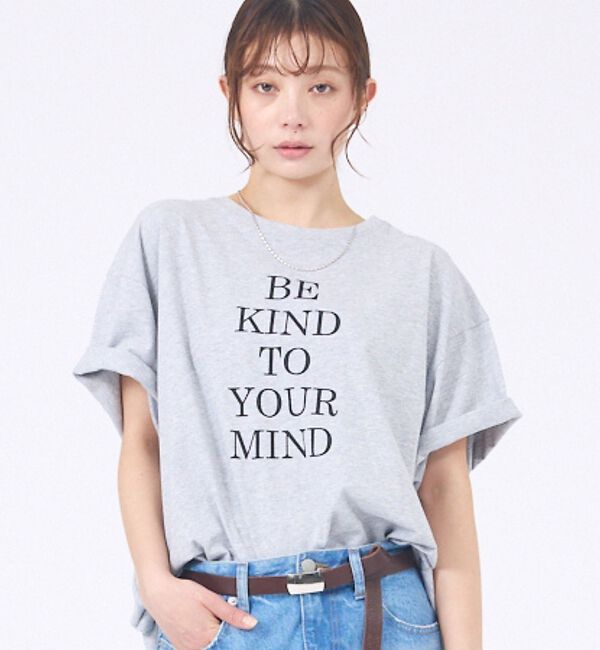 abahouse mavie「【体型カバー】ロゴタックTシャツ/半袖/大人カジュアル/体型カバー」|Tシャツ・カットソー|グレー