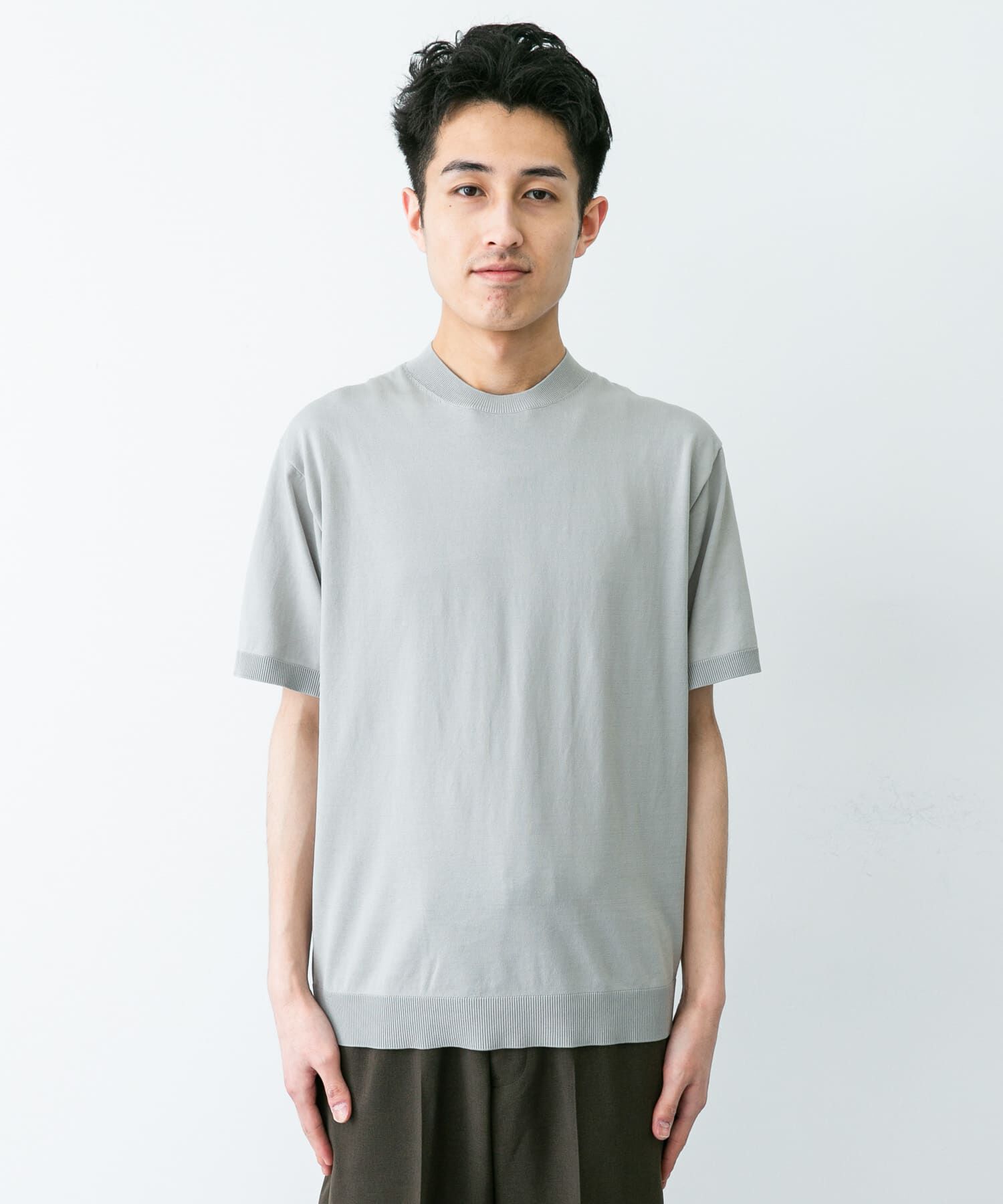 URBAN RESEARCH DOORS「LIFE STYLE TAILOR　ハイゲージクルーネック半袖ニット」|シャツ・ブラウス|