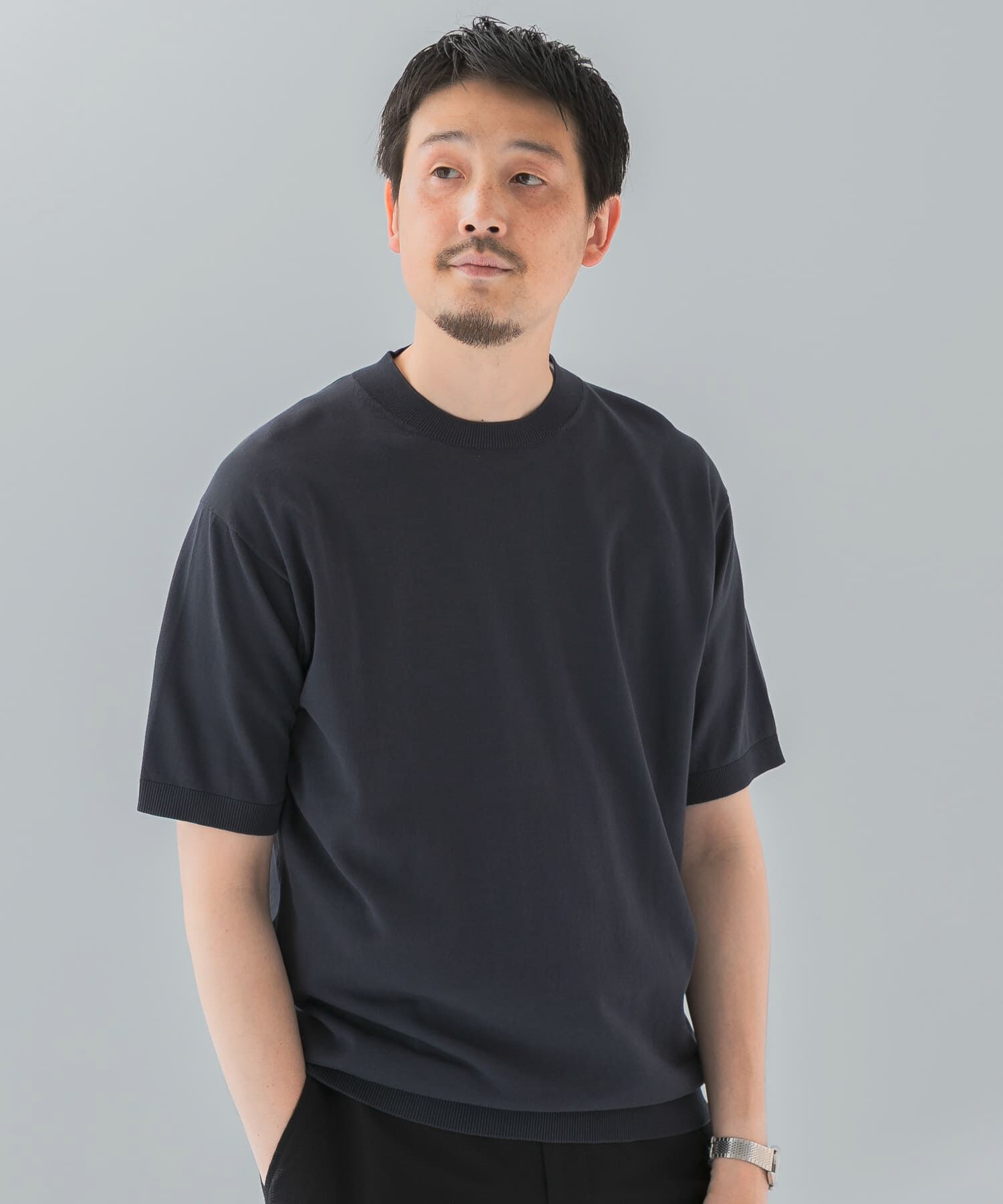 URBAN RESEARCH DOORS「LIFE STYLE TAILOR　ハイゲージクルーネック半袖ニット」|シャツ・ブラウス|