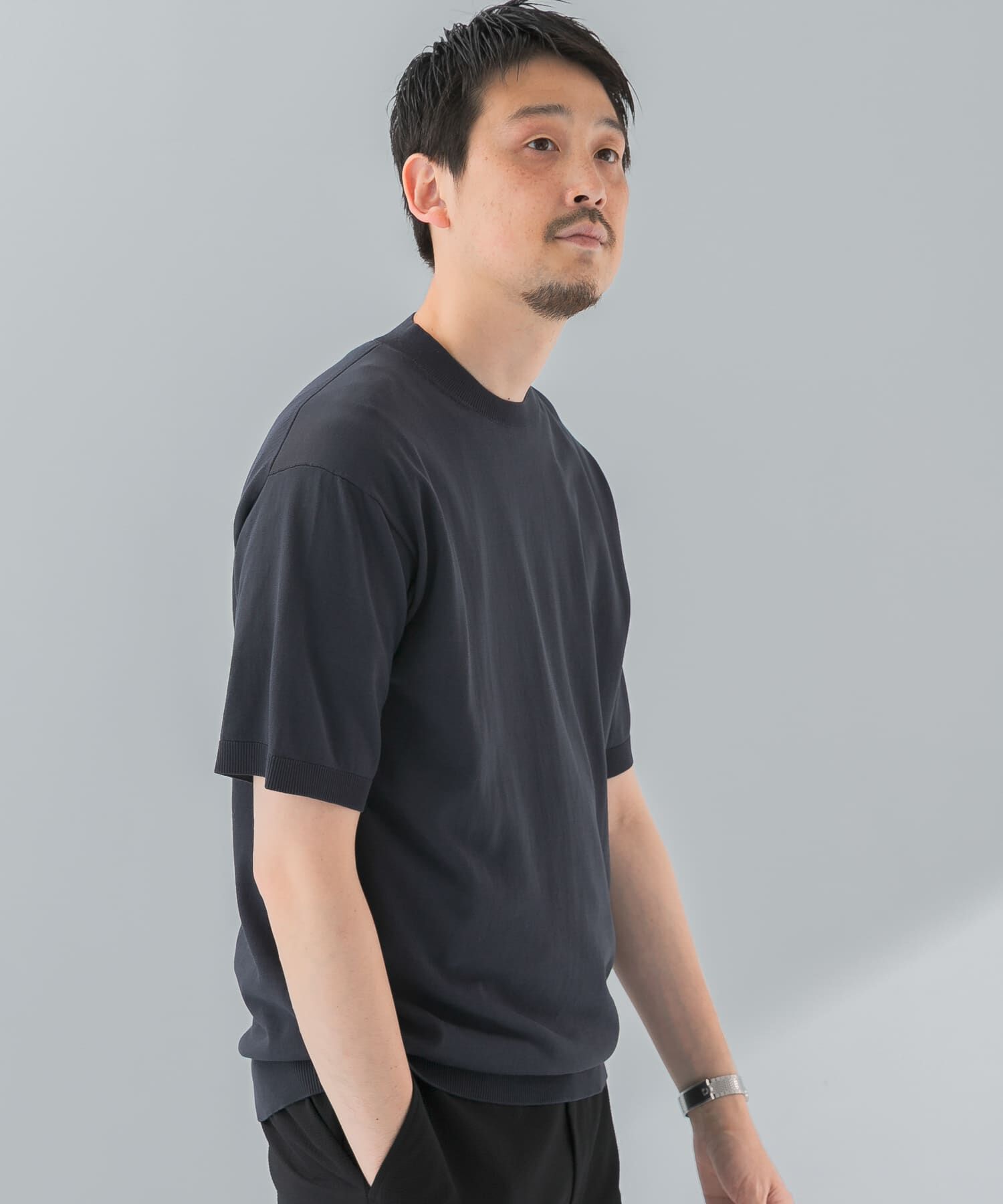 URBAN RESEARCH DOORS「LIFE STYLE TAILOR　ハイゲージクルーネック半袖ニット」|シャツ・ブラウス|