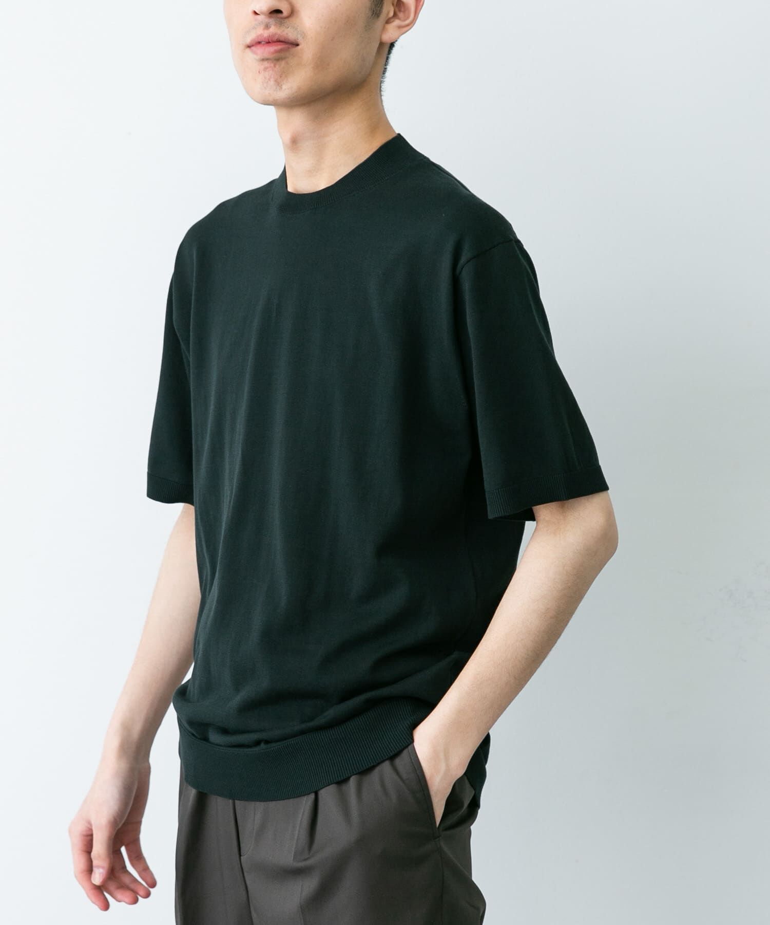 URBAN RESEARCH DOORS「LIFE STYLE TAILOR　ハイゲージクルーネック半袖ニット」|シャツ・ブラウス|