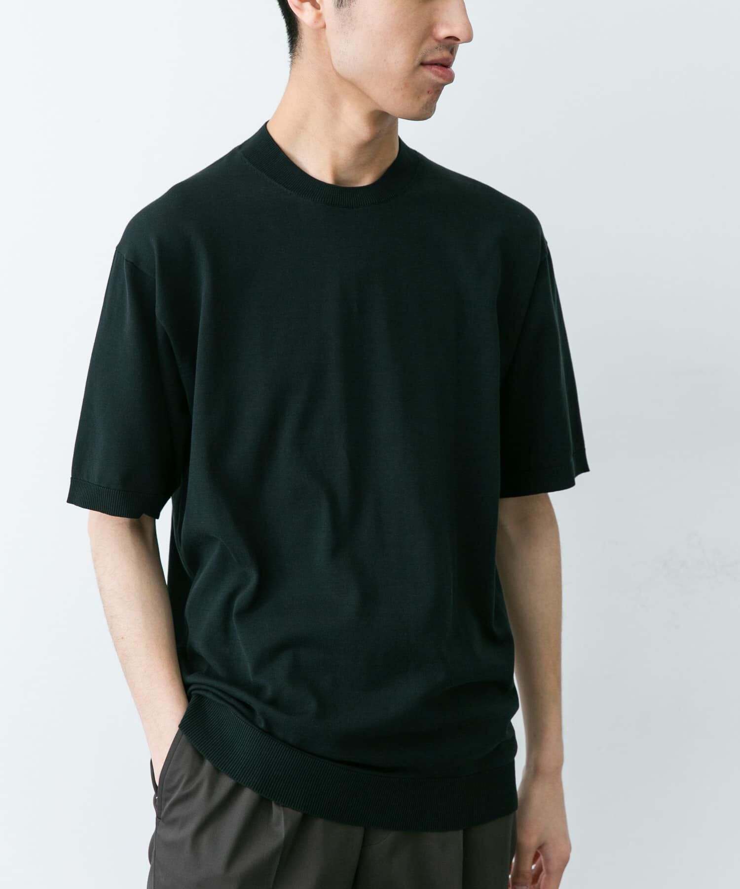URBAN RESEARCH DOORS「LIFE STYLE TAILOR　ハイゲージクルーネック半袖ニット」|シャツ・ブラウス|