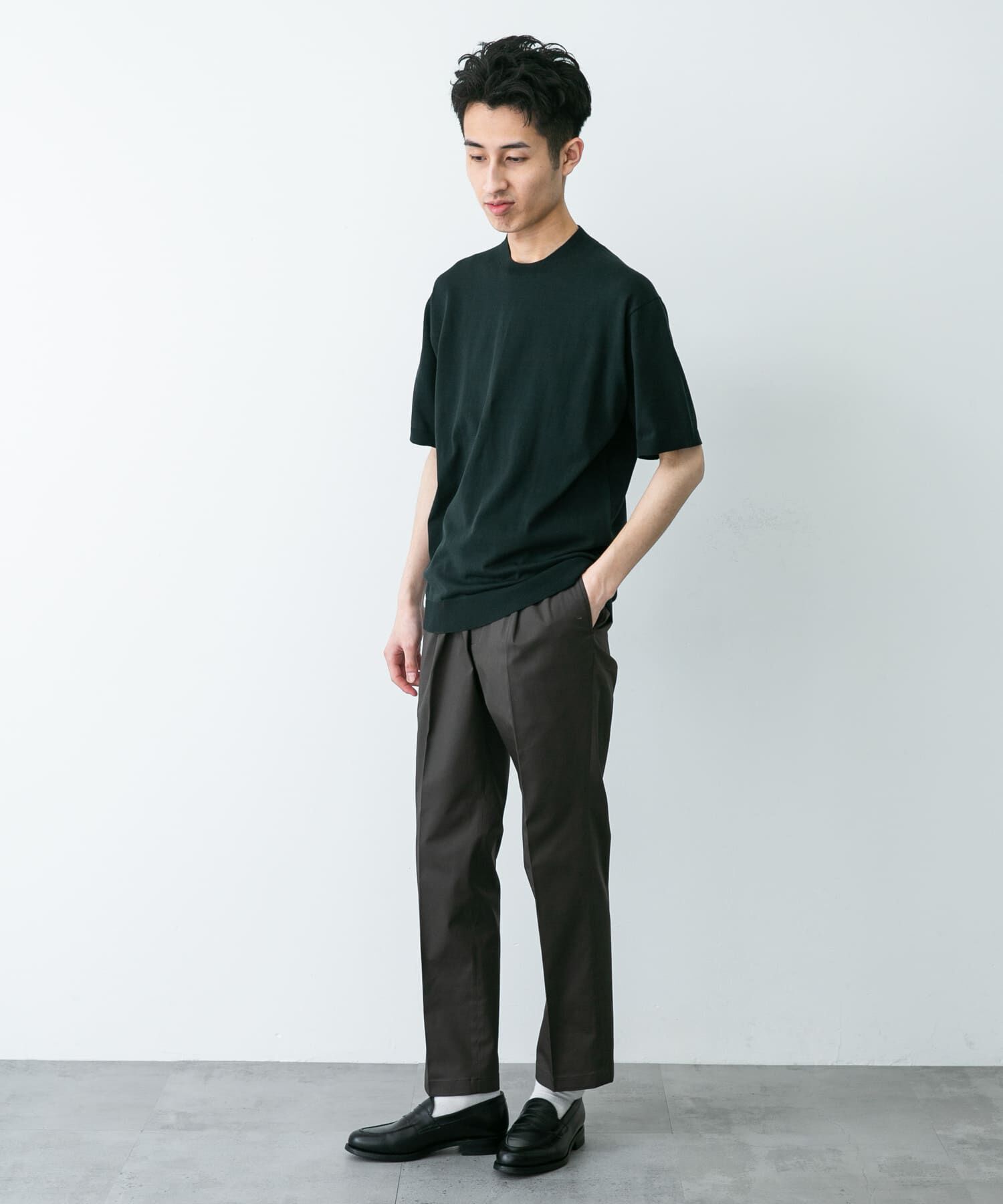 URBAN RESEARCH DOORS「LIFE STYLE TAILOR　ハイゲージクルーネック半袖ニット」|シャツ・ブラウス|