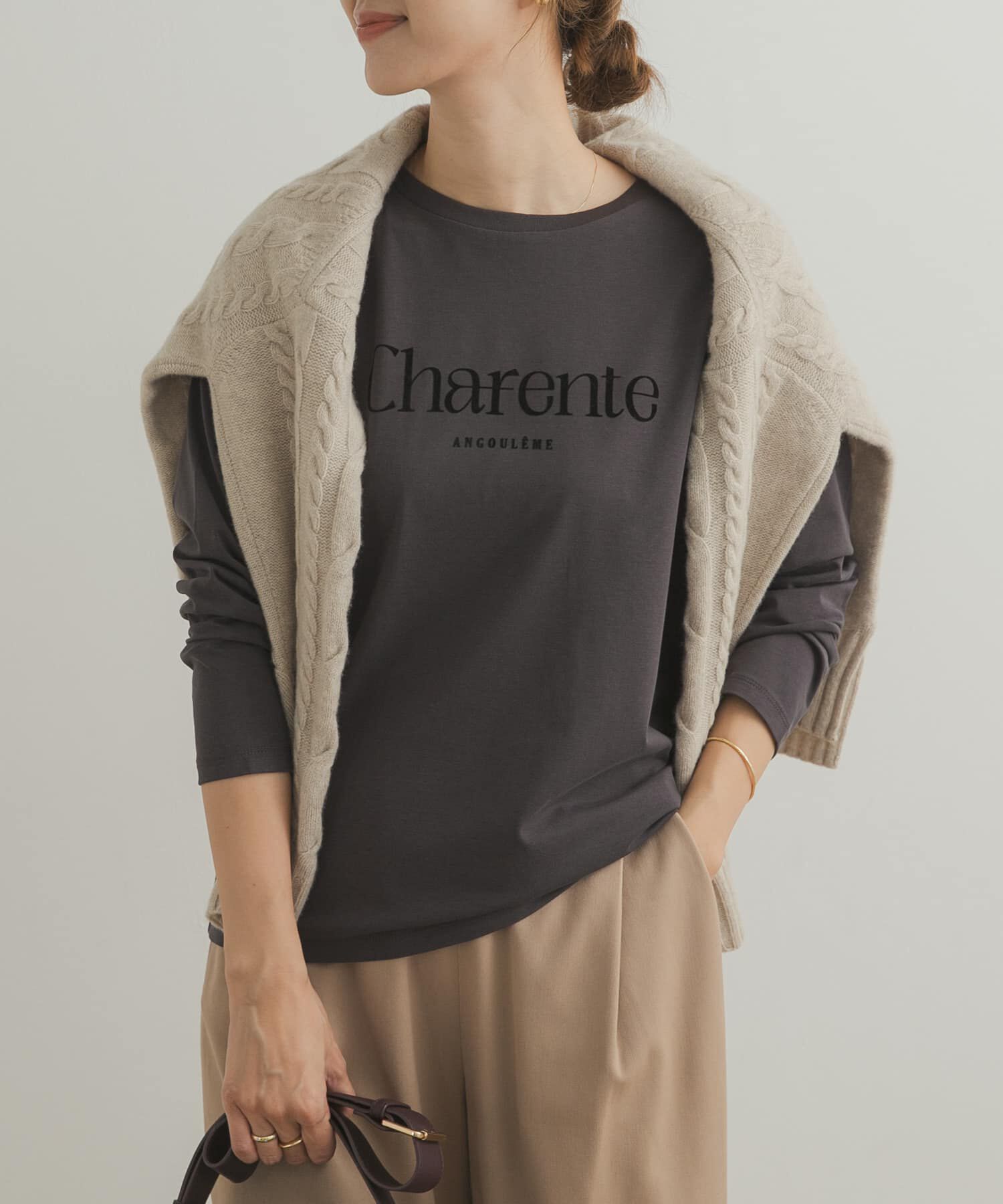URBAN RESEARCH DOORS「フロッキーロゴプリントロングTシャツ」|Tシャツ・カットソー|