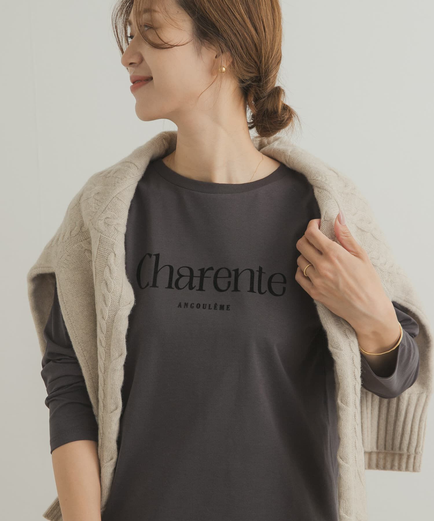 URBAN RESEARCH DOORS「フロッキーロゴプリントロングTシャツ」|Tシャツ・カットソー|