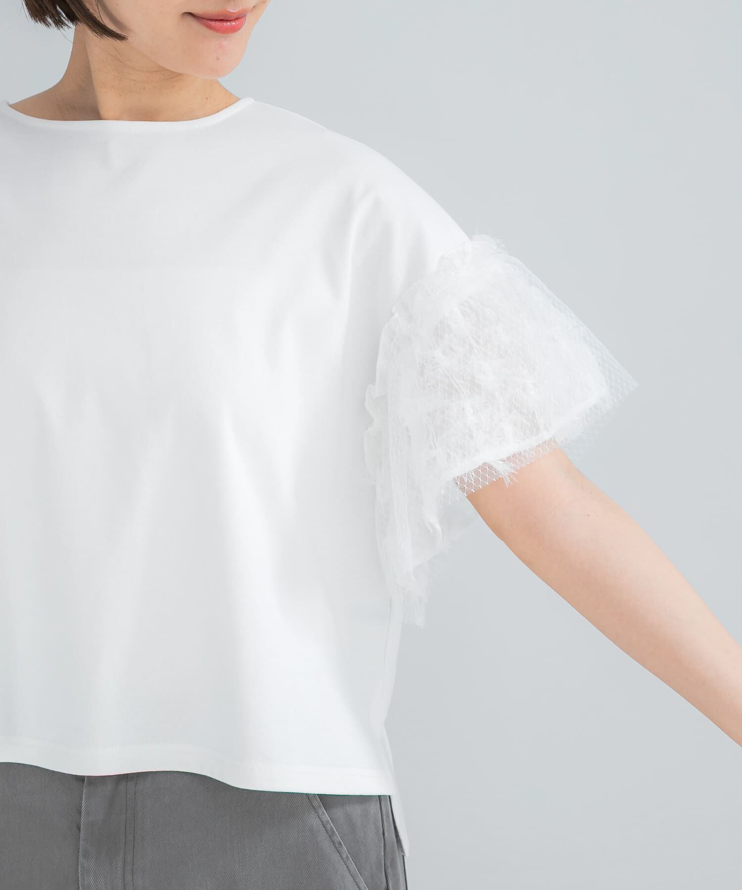 URBAN RESEARCH ROSSO「チュールドッキングTEEブラウス」|Tシャツ・カットソー|