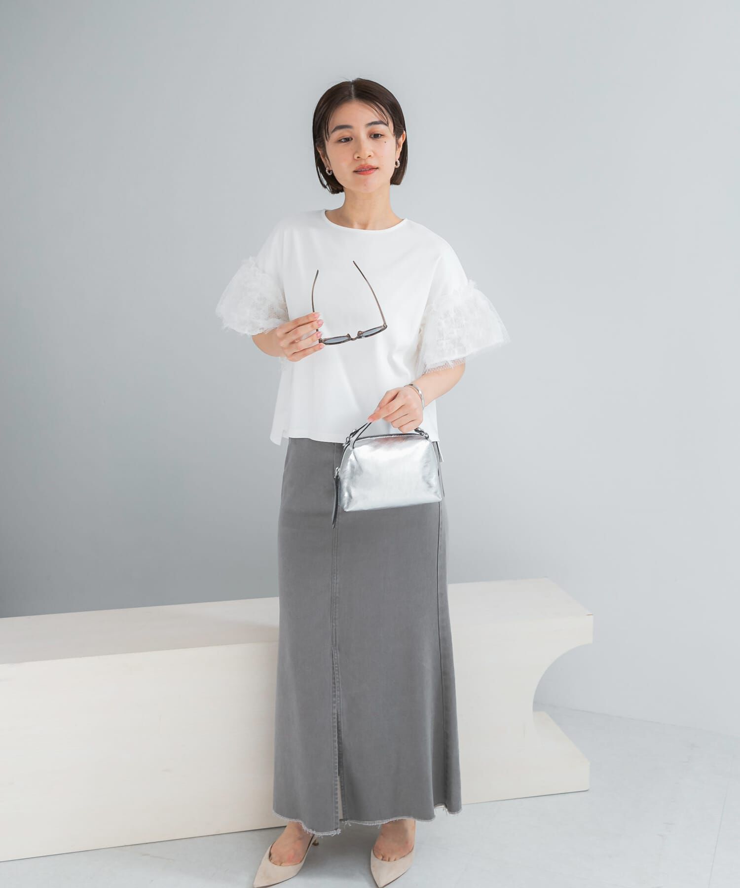 URBAN RESEARCH ROSSO「チュールドッキングTEEブラウス」|Tシャツ・カットソー|