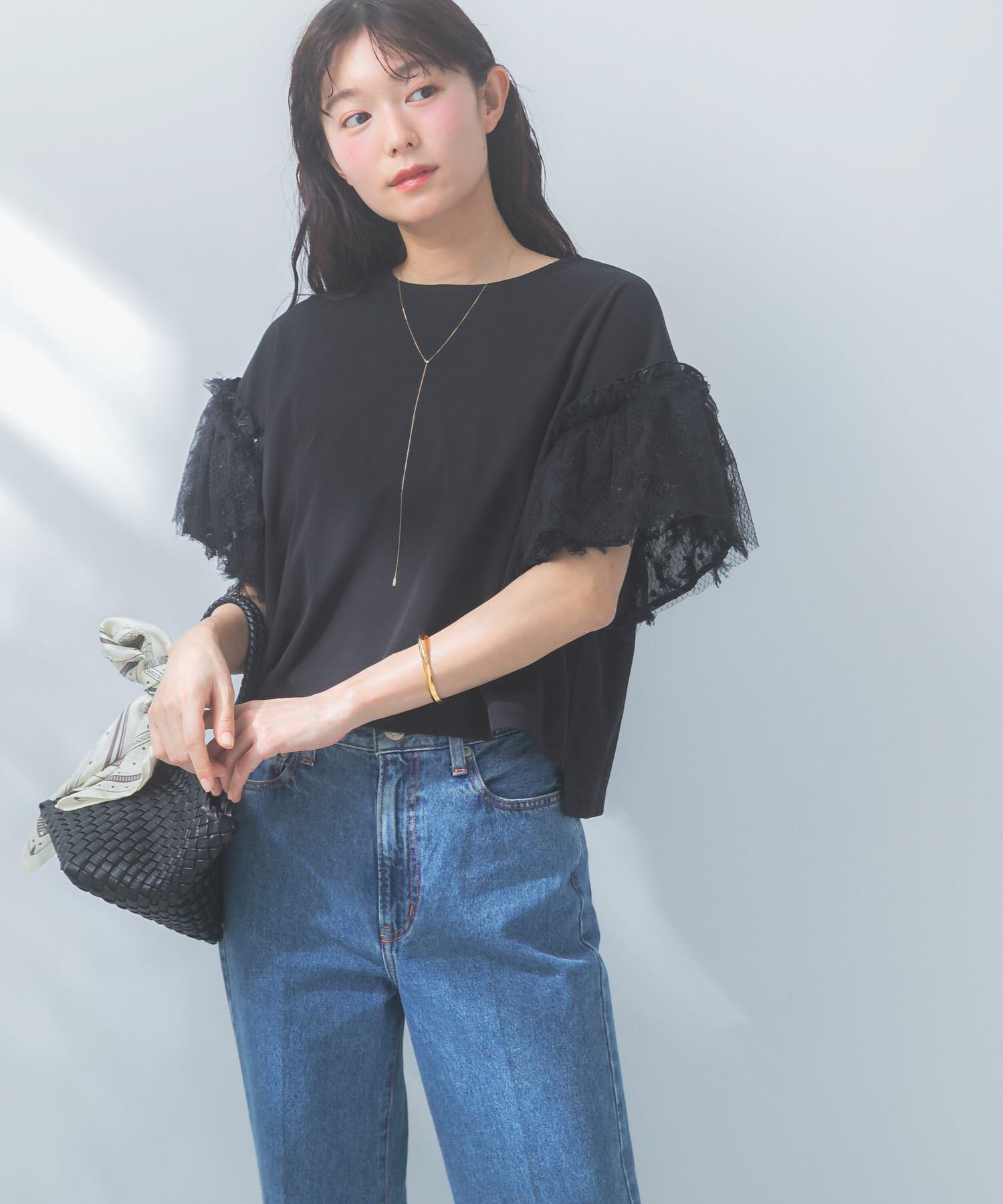 URBAN RESEARCH ROSSO「チュールドッキングTEEブラウス」|Tシャツ・カットソー|