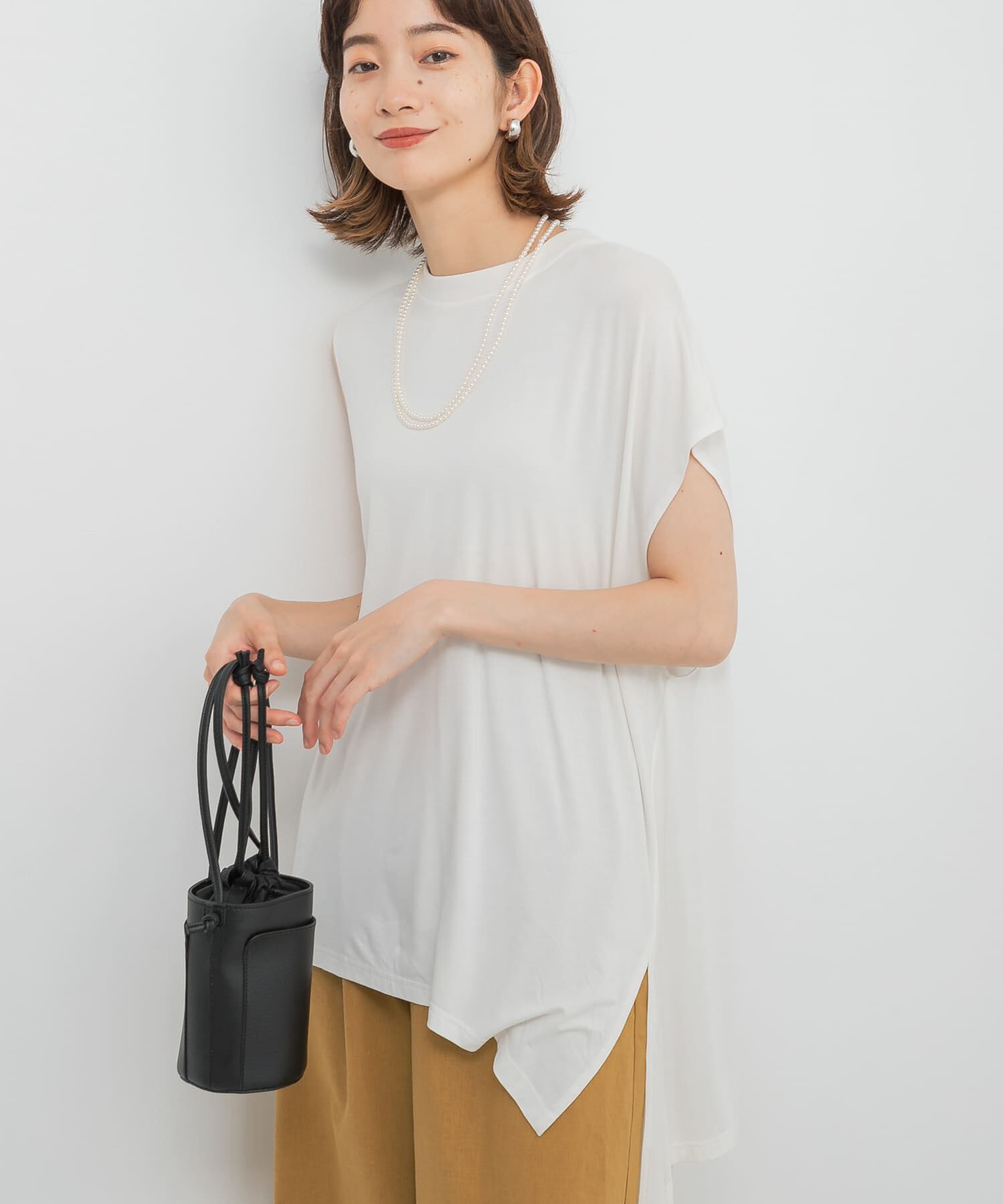  「アシンメトリーレーヨンカットソー」|Tシャツ・カットソー|