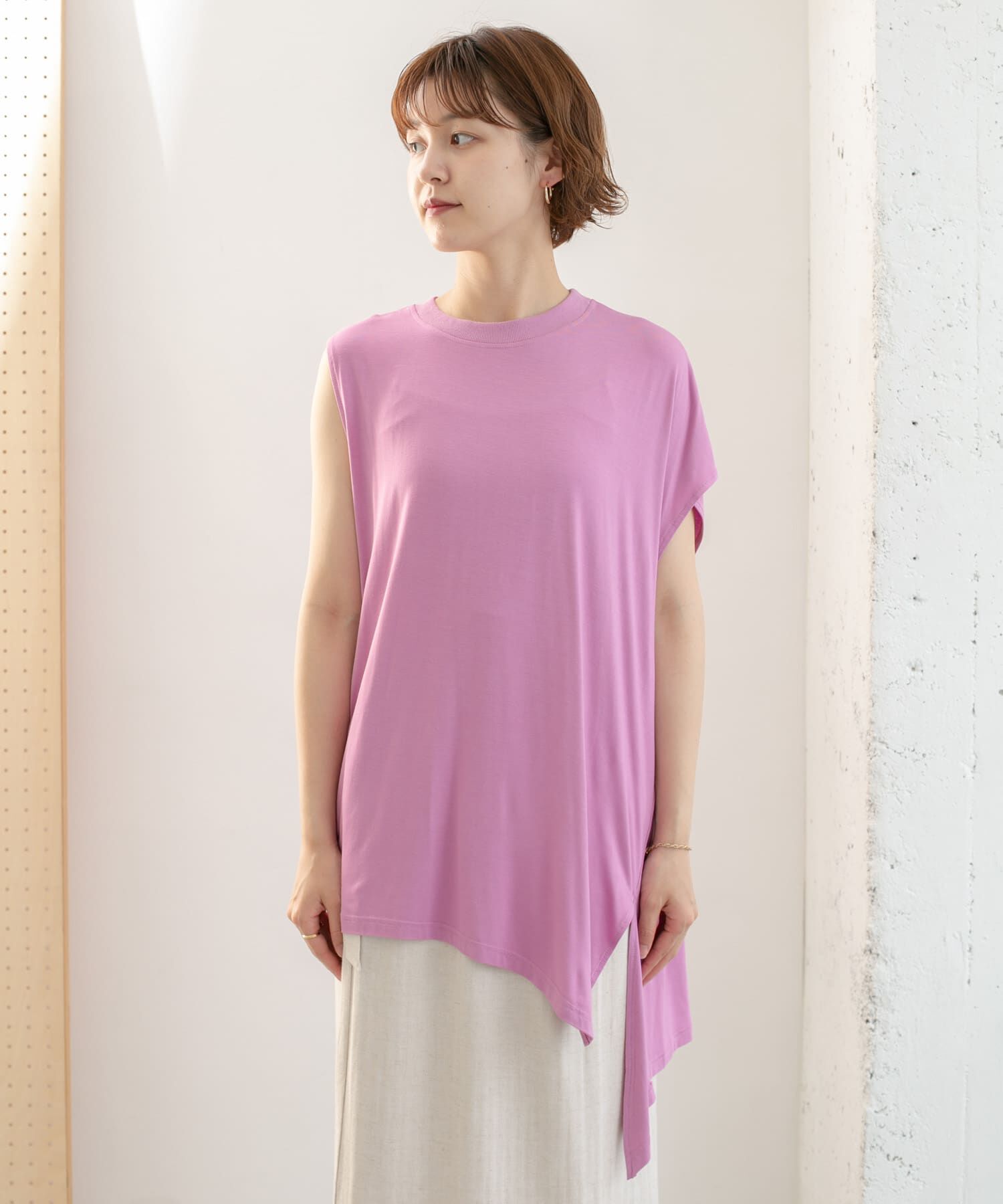  「アシンメトリーレーヨンカットソー」|Tシャツ・カットソー|