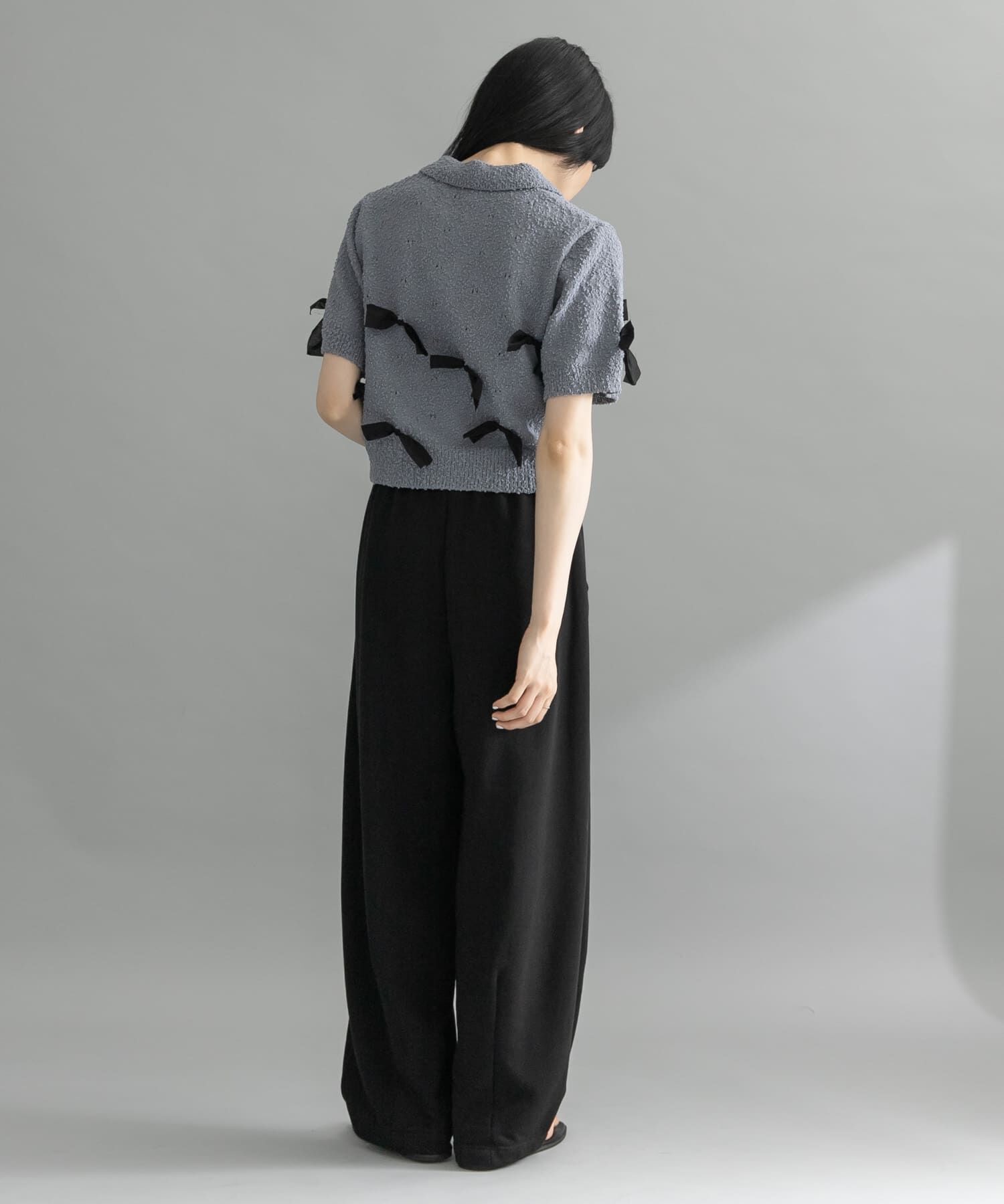  「『WEB限定』シャツカラーリボンニット」|ニット・セーター|