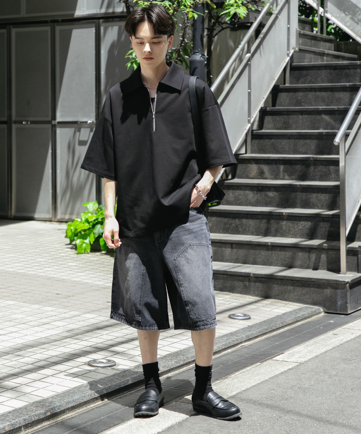 SENSE OF PLACE by URBAN RESEARCH「『ユニセックス』ダンボールポンチハーフジップショートスリーブTシャツ」|Tシャツ・カットソー|