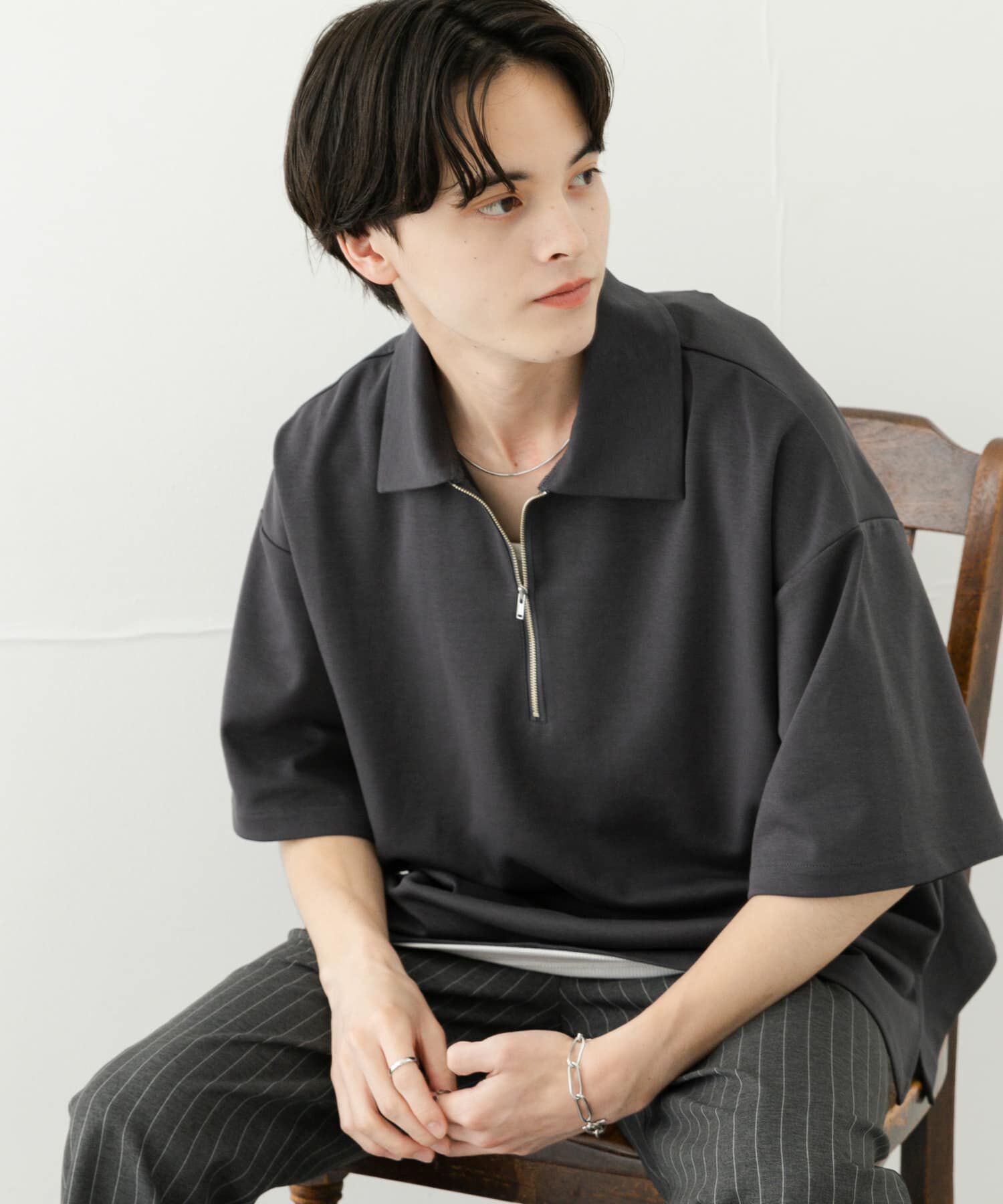 SENSE OF PLACE by URBAN RESEARCH「『ユニセックス』ダンボールポンチハーフジップショートスリーブTシャツ」|Tシャツ・カットソー|
