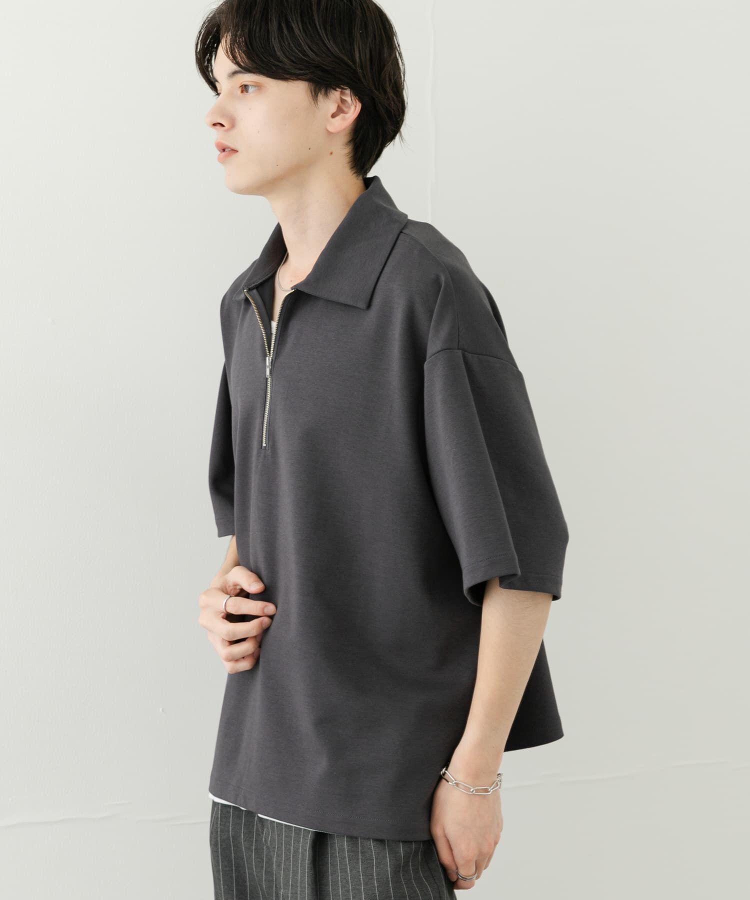 SENSE OF PLACE by URBAN RESEARCH「『ユニセックス』ダンボールポンチハーフジップショートスリーブTシャツ」|Tシャツ・カットソー|