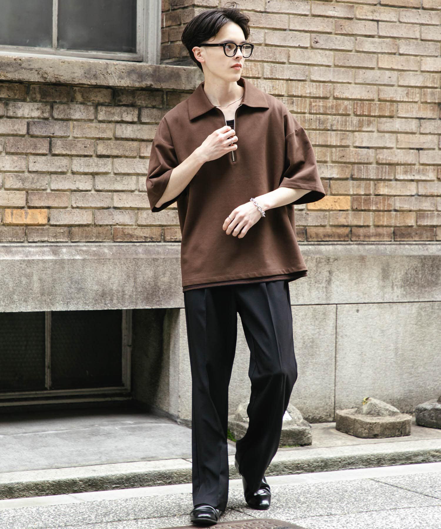 SENSE OF PLACE by URBAN RESEARCH「『ユニセックス』ダンボールポンチハーフジップショートスリーブTシャツ」|Tシャツ・カットソー|