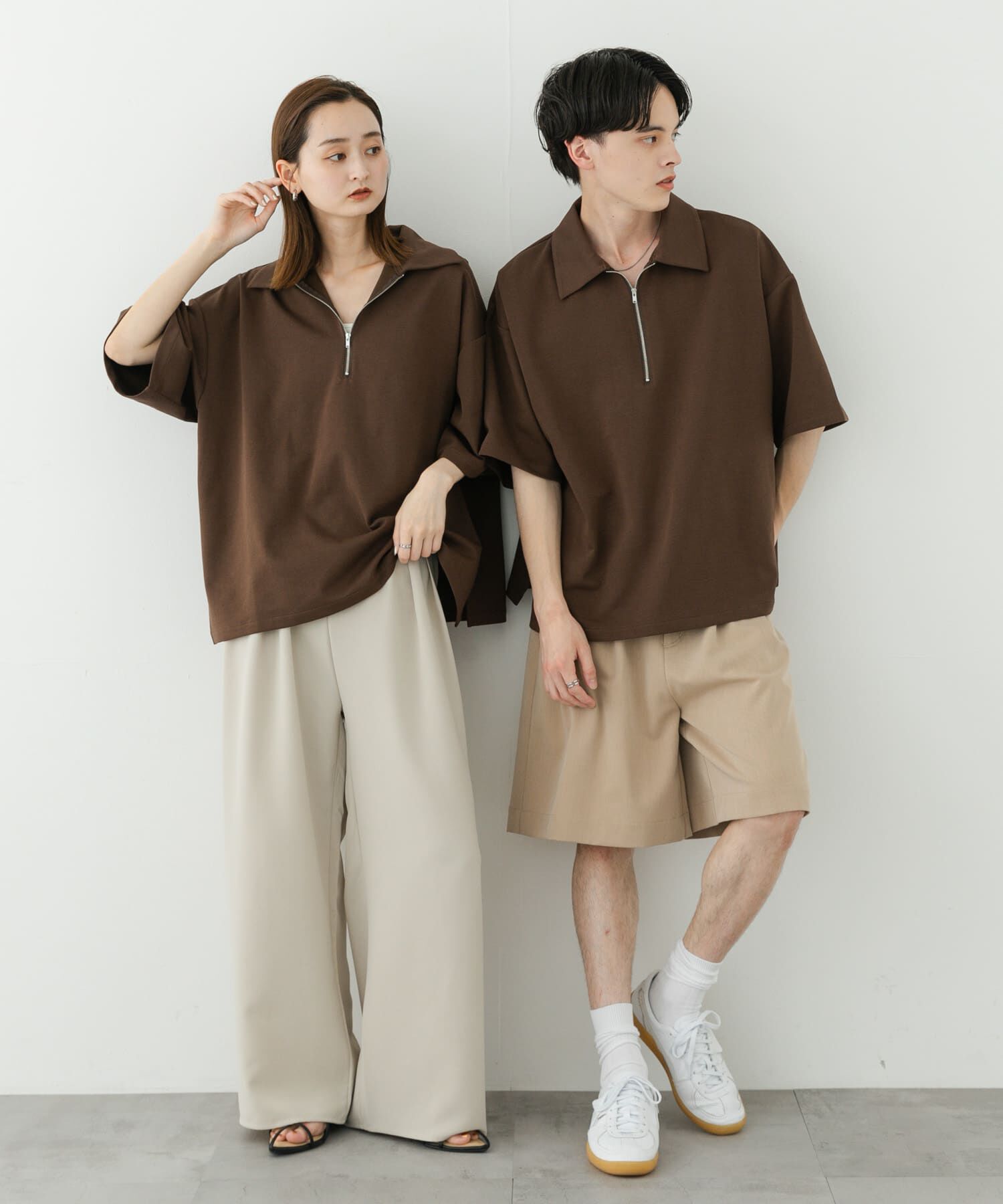 SENSE OF PLACE by URBAN RESEARCH「『ユニセックス』ダンボールポンチハーフジップショートスリーブTシャツ」|Tシャツ・カットソー|