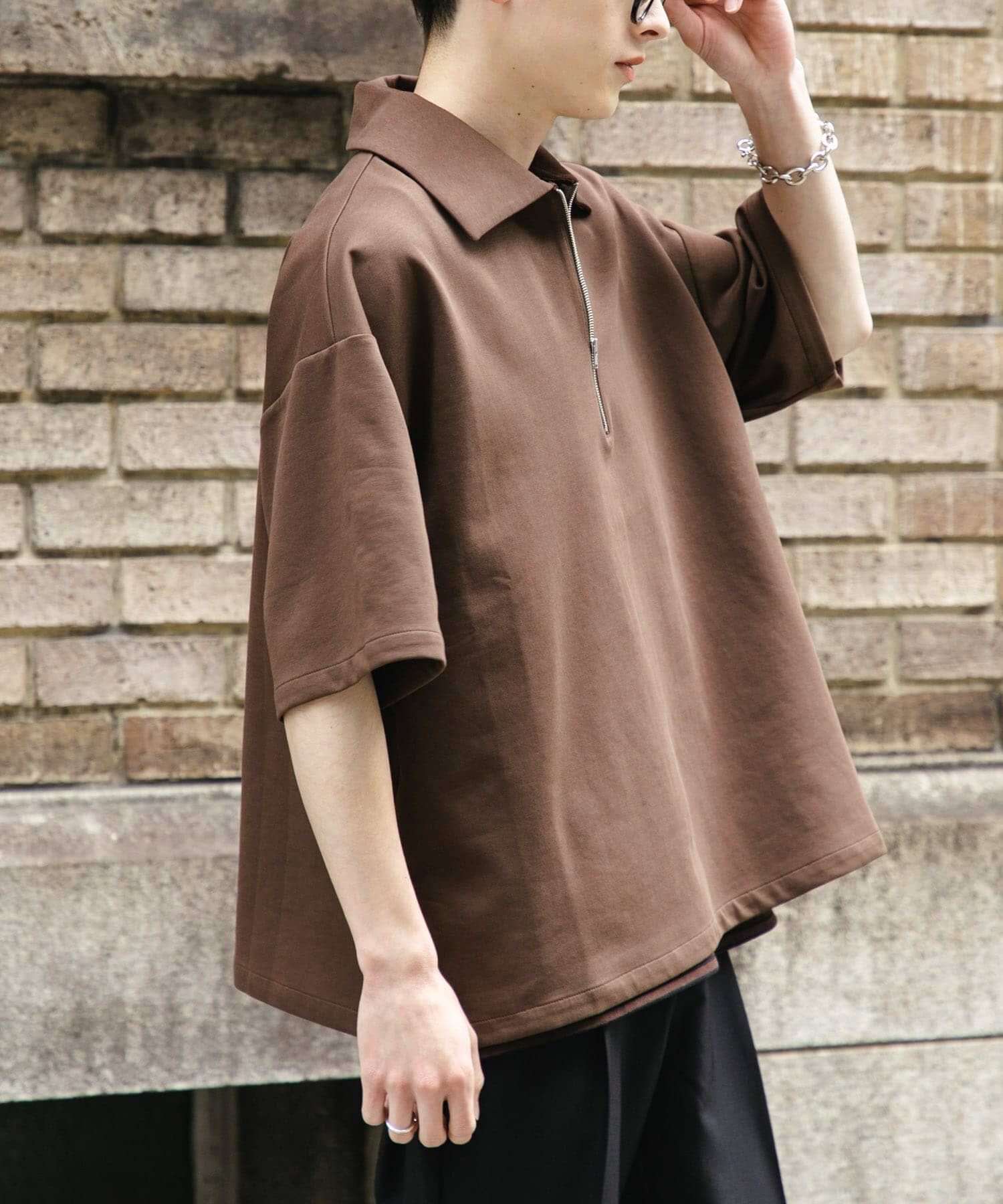 SENSE OF PLACE by URBAN RESEARCH「『ユニセックス』ダンボールポンチハーフジップショートスリーブTシャツ」|Tシャツ・カットソー|