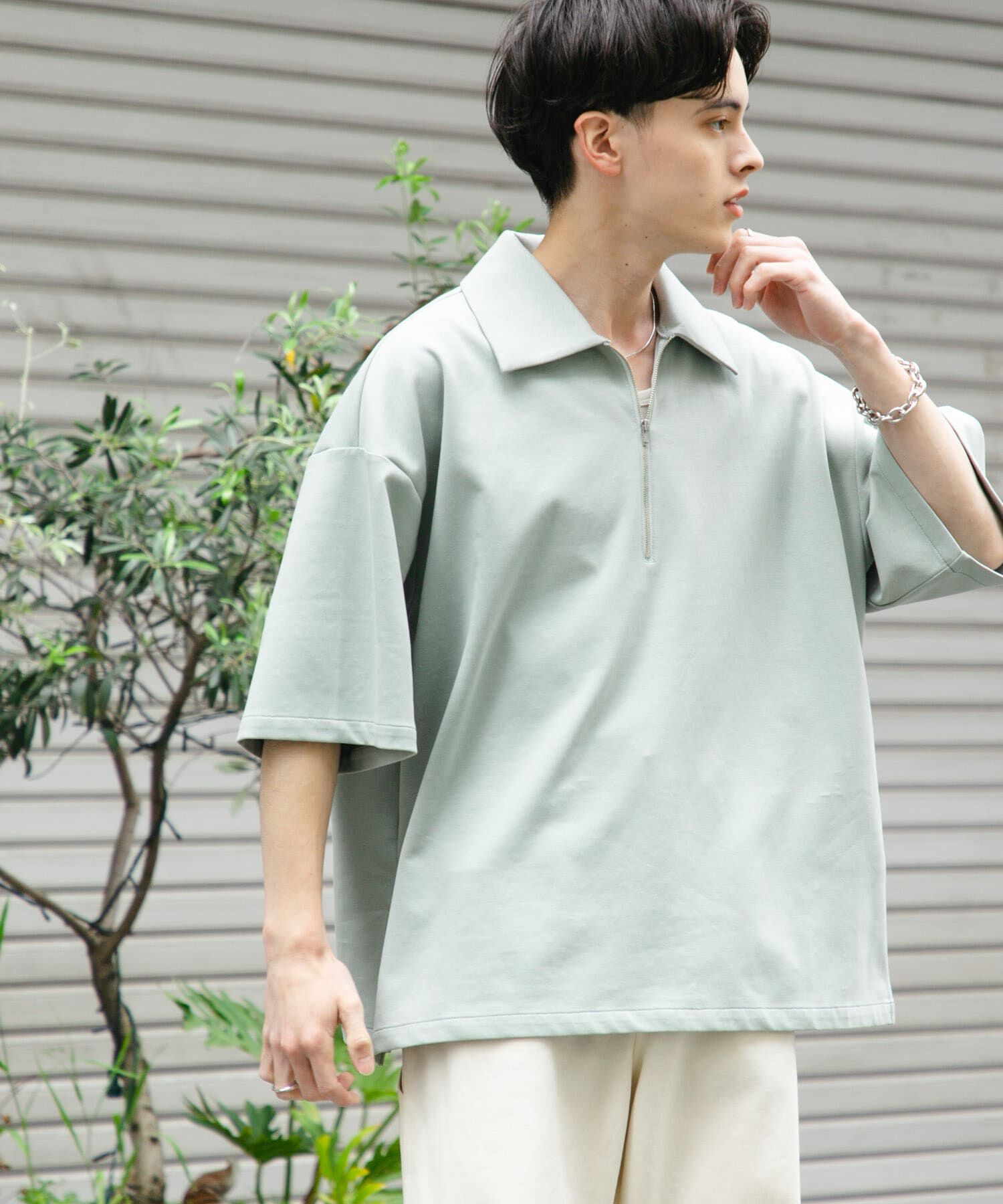 SENSE OF PLACE by URBAN RESEARCH「『ユニセックス』ダンボールポンチハーフジップショートスリーブTシャツ」|Tシャツ・カットソー|