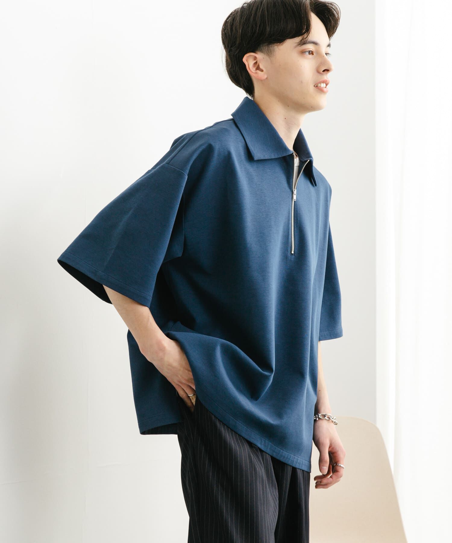 SENSE OF PLACE by URBAN RESEARCH「『ユニセックス』ダンボールポンチハーフジップショートスリーブTシャツ」|Tシャツ・カットソー|