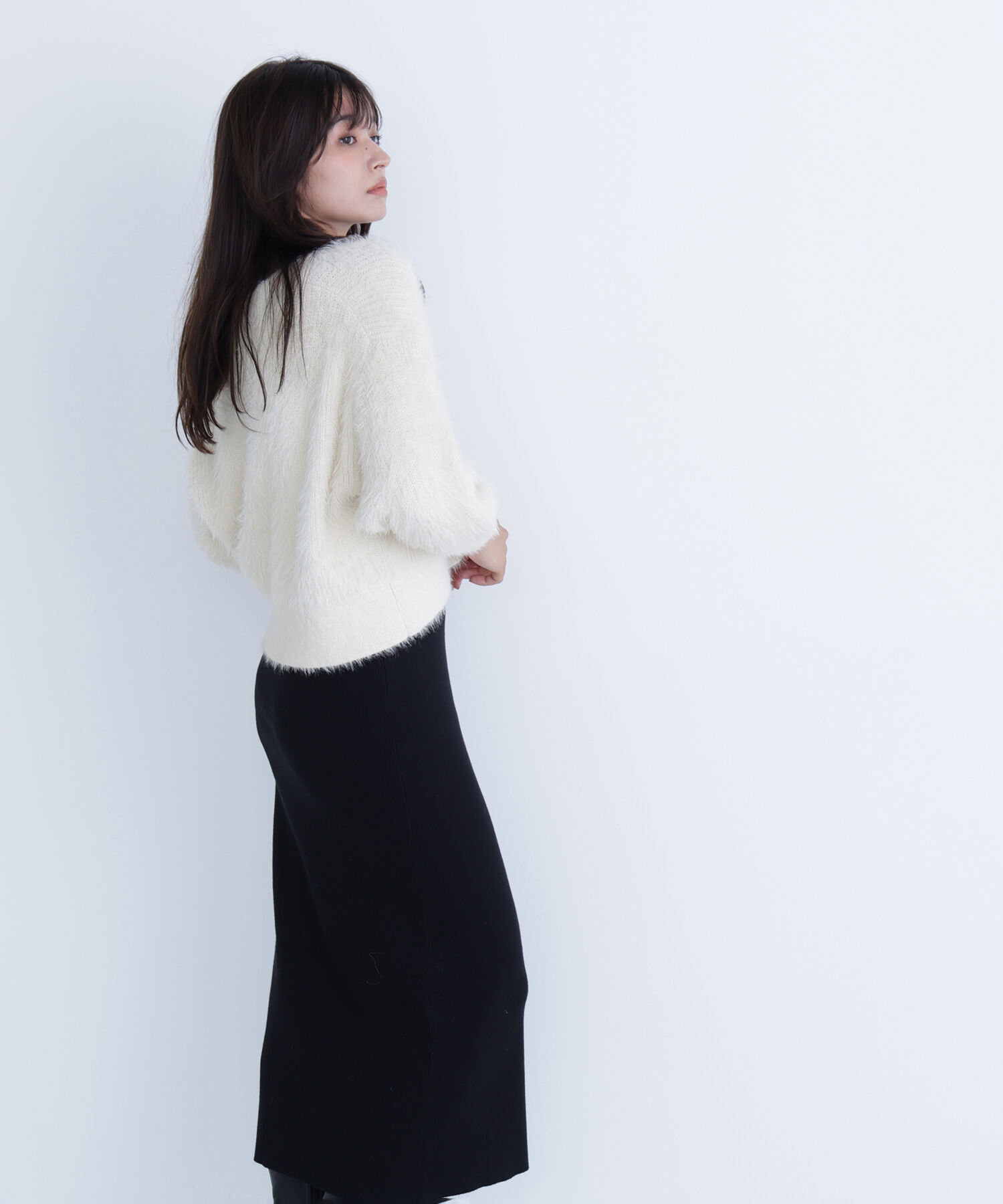  「シャギーカーデセットニットワンピース」|ワンピース|