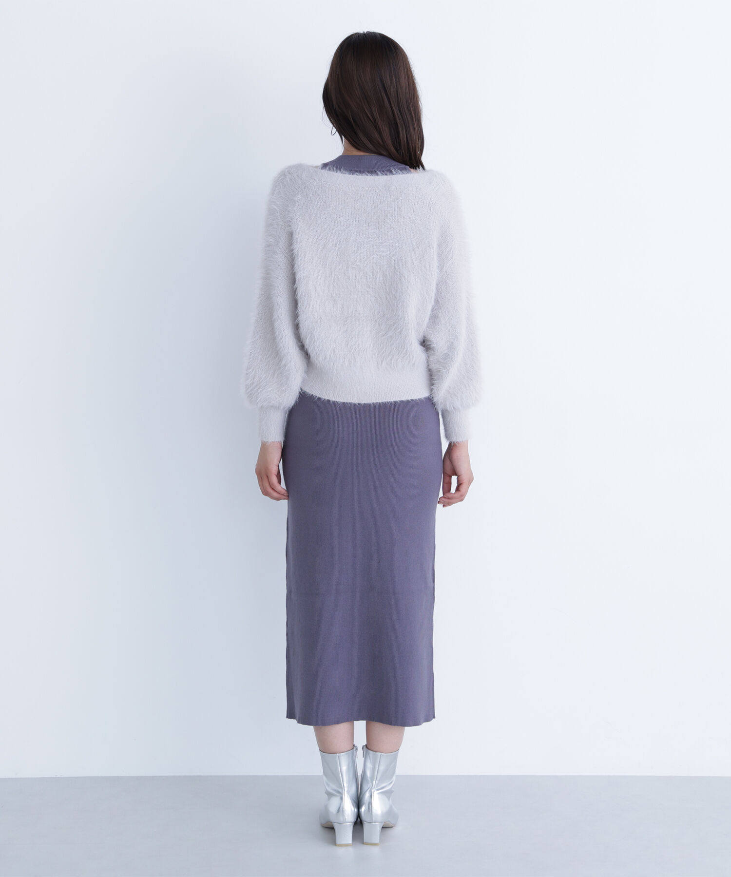  「シャギーカーデセットニットワンピース」|ワンピース|