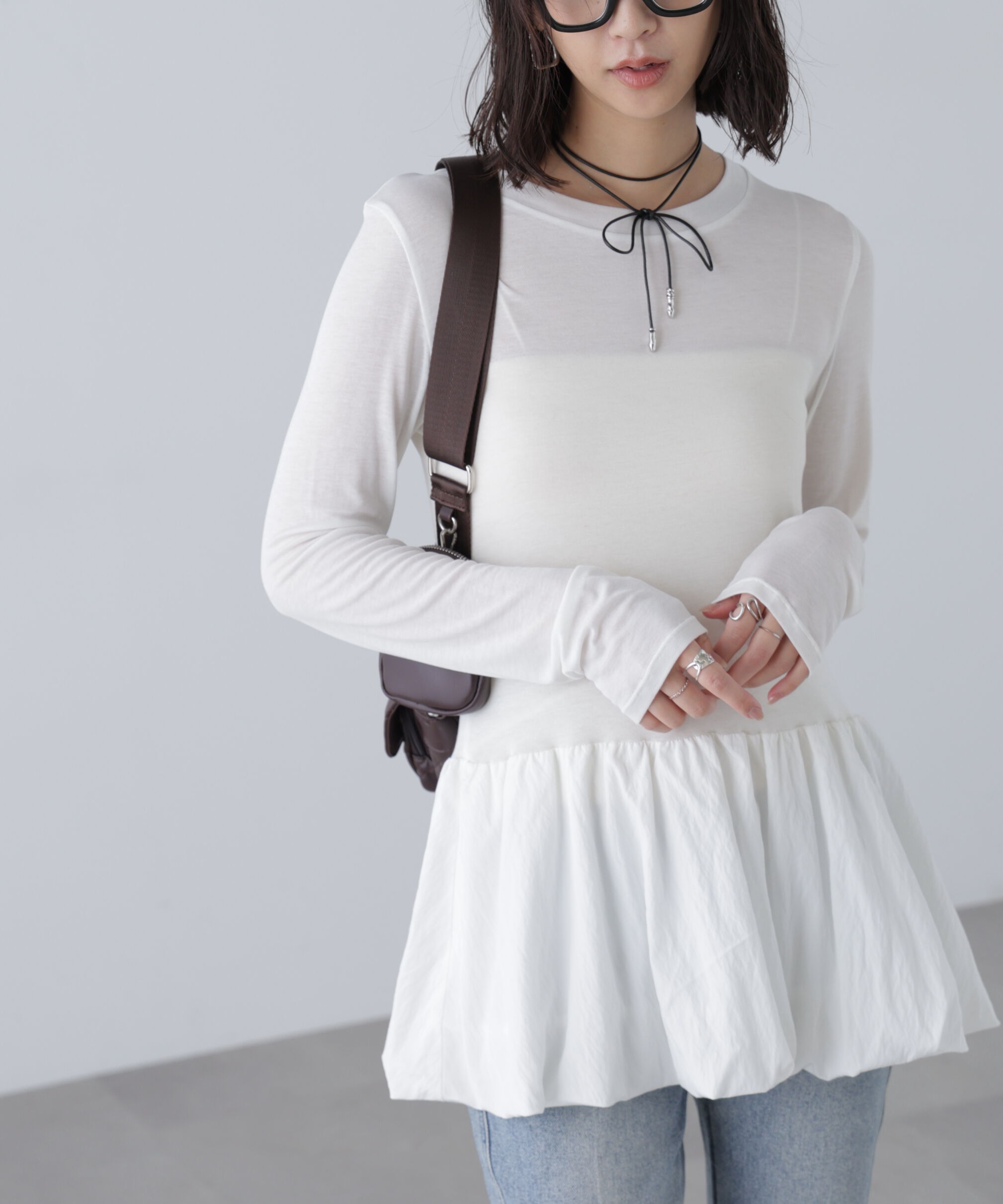  「長袖裾フリルカットソー」|Tシャツ・カットソー|