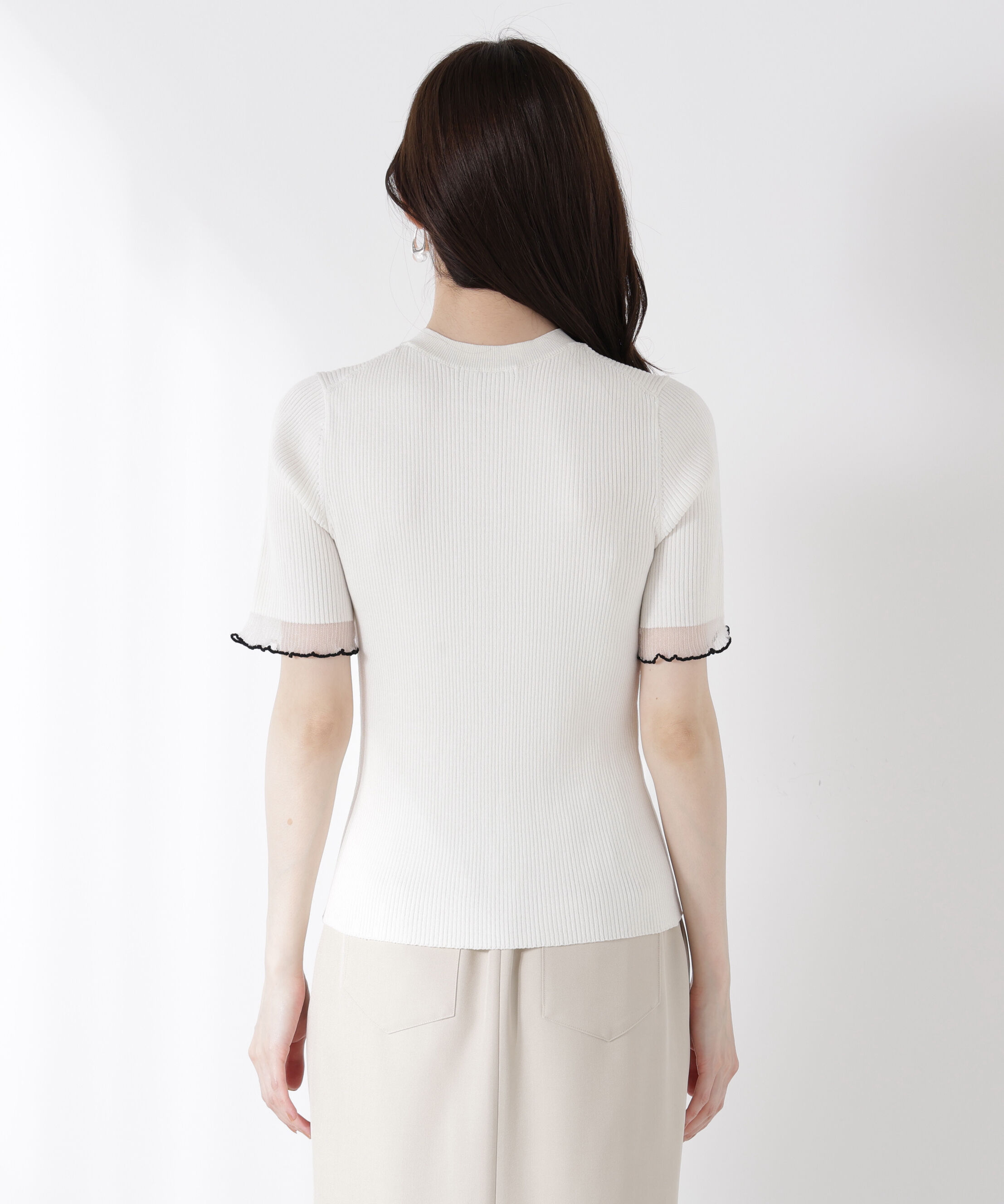 PROPORTION BODY DRESSING「部分シアー半袖リブニット」|ニット・セーター|